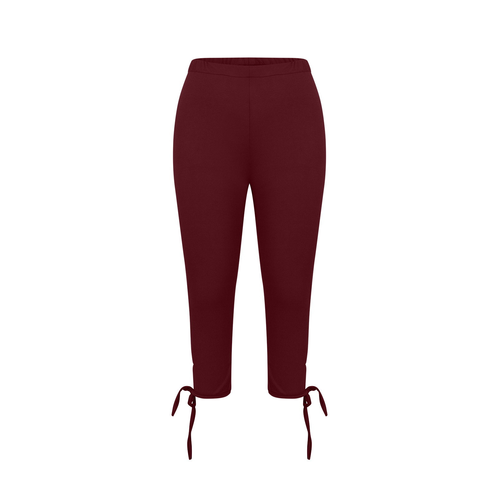 thumbnail image 4 of Leggings cortos de cintura alta con aberturas para mujer - Tejido elástico, pantalones informales para hacer ejercicio y para la playa, 4 of 6